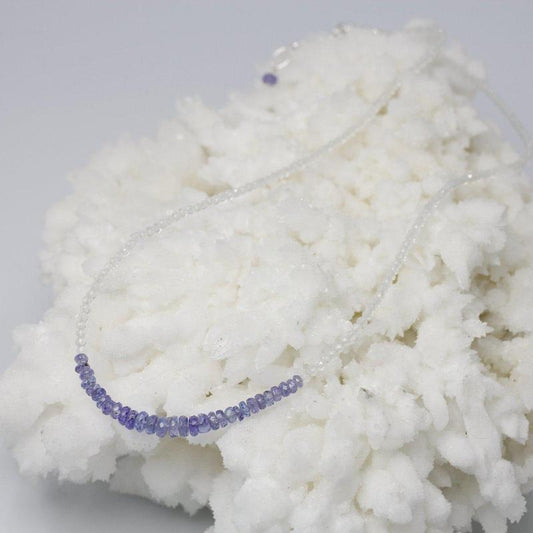 Tanzanite & White Topaz Dainty Faceted Necklace || .925 Sterling Silver-Nature's Treasures