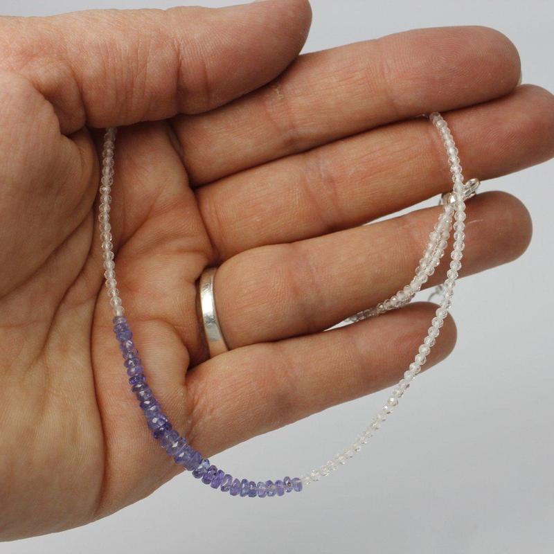 Tanzanite & White Topaz Dainty Faceted Necklace || .925 Sterling Silver-Nature's Treasures