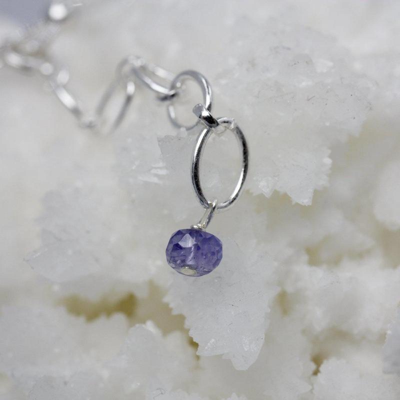 Tanzanite & White Topaz Dainty Faceted Necklace || .925 Sterling Silver-Nature's Treasures