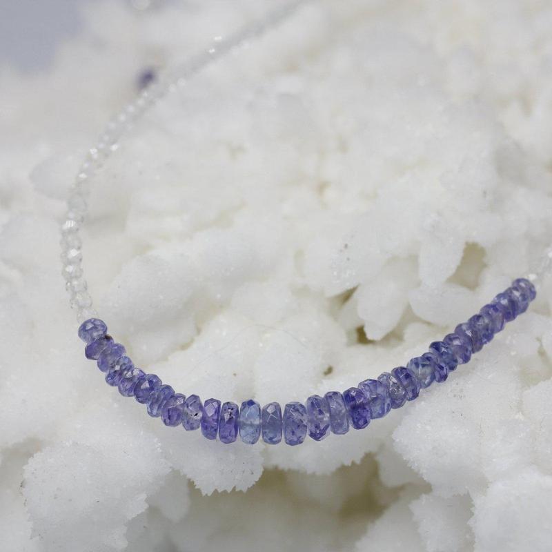 Tanzanite & White Topaz Dainty Faceted Necklace || .925 Sterling Silver-Nature's Treasures