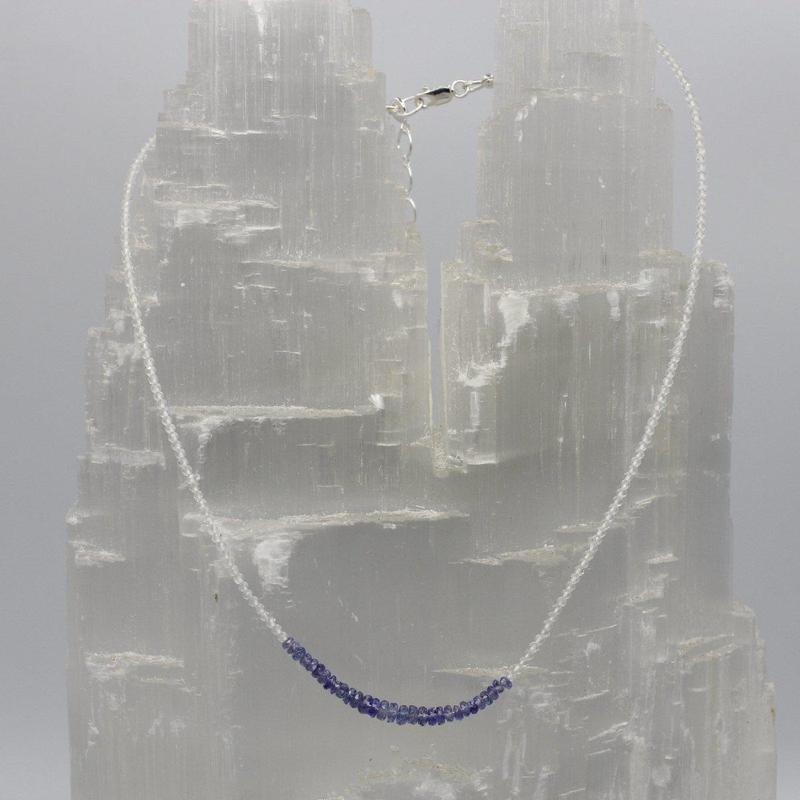 Tanzanite & White Topaz Dainty Faceted Necklace || .925 Sterling Silver-Nature's Treasures