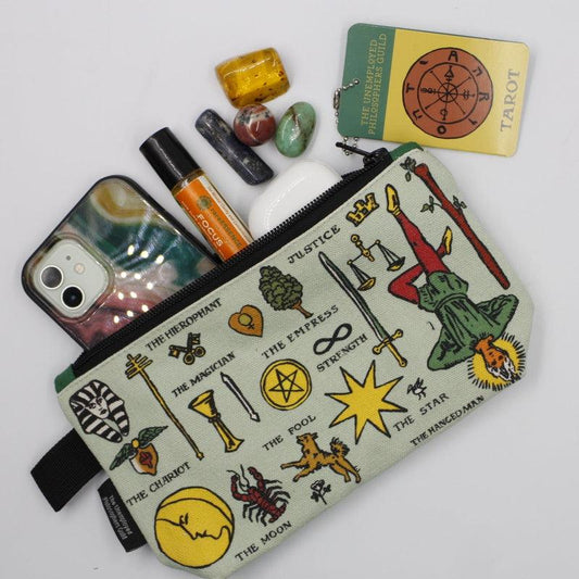 Tarot Symbol Zippered Accessory Pouch Bag-Nature's Treasures