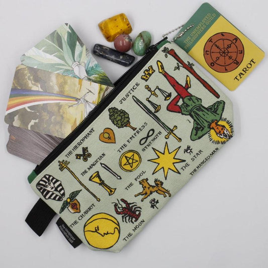 Tarot Symbol Zippered Accessory Pouch Bag-Nature's Treasures