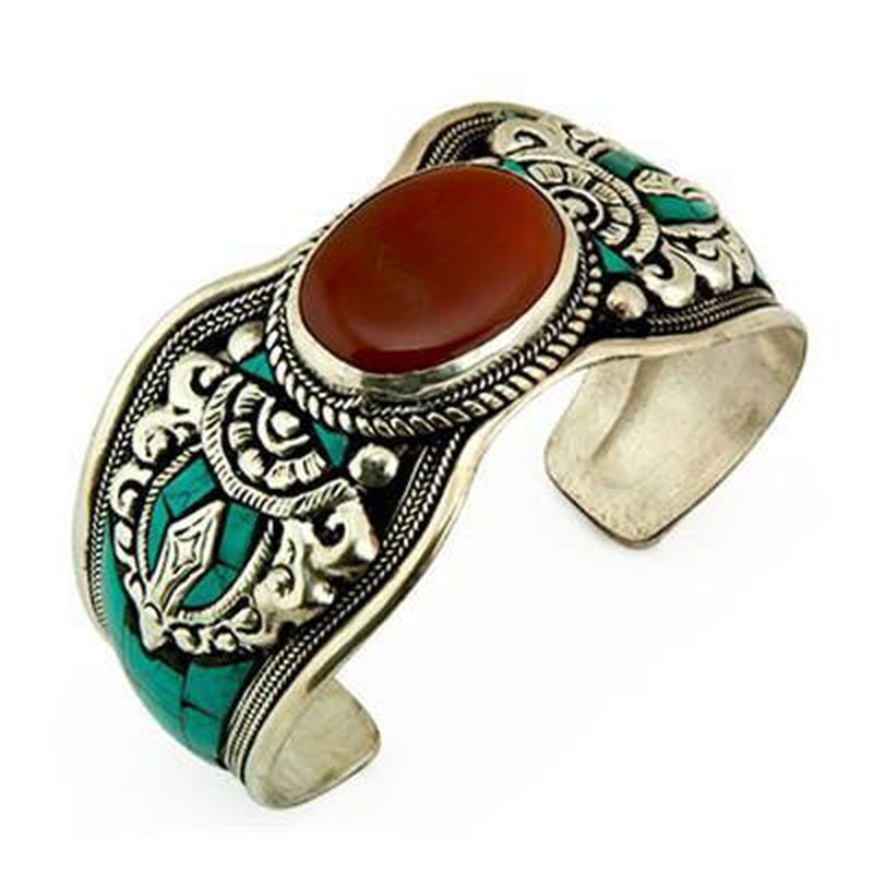 Tibetan Bracelet W/ Reconstituted Turquoise-Nature's Treasures
