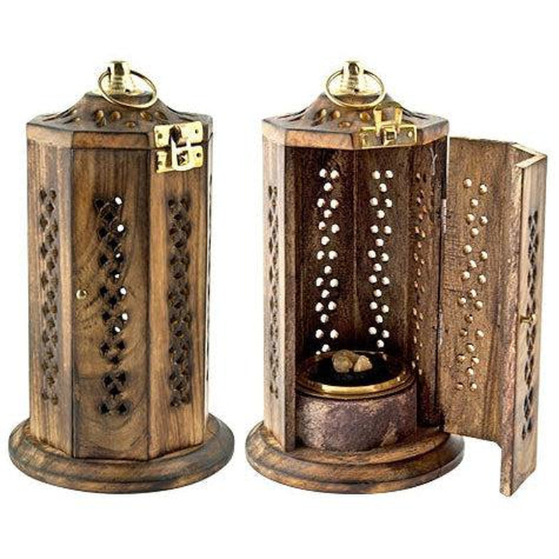 Tibetan Brass & Mango Wood Resin Incense Tower 8