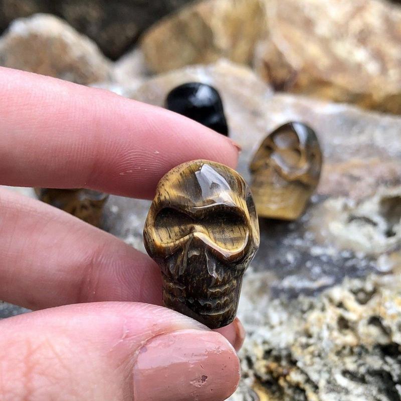 Tiger's Eye Skull Drilled Pendant - Mini-Nature's Treasures