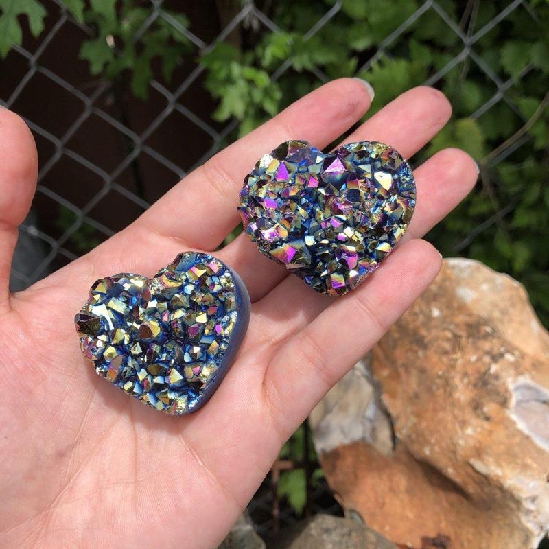 Titanium Aura Amethyst Heart Cluster || Brazil-Nature's Treasures