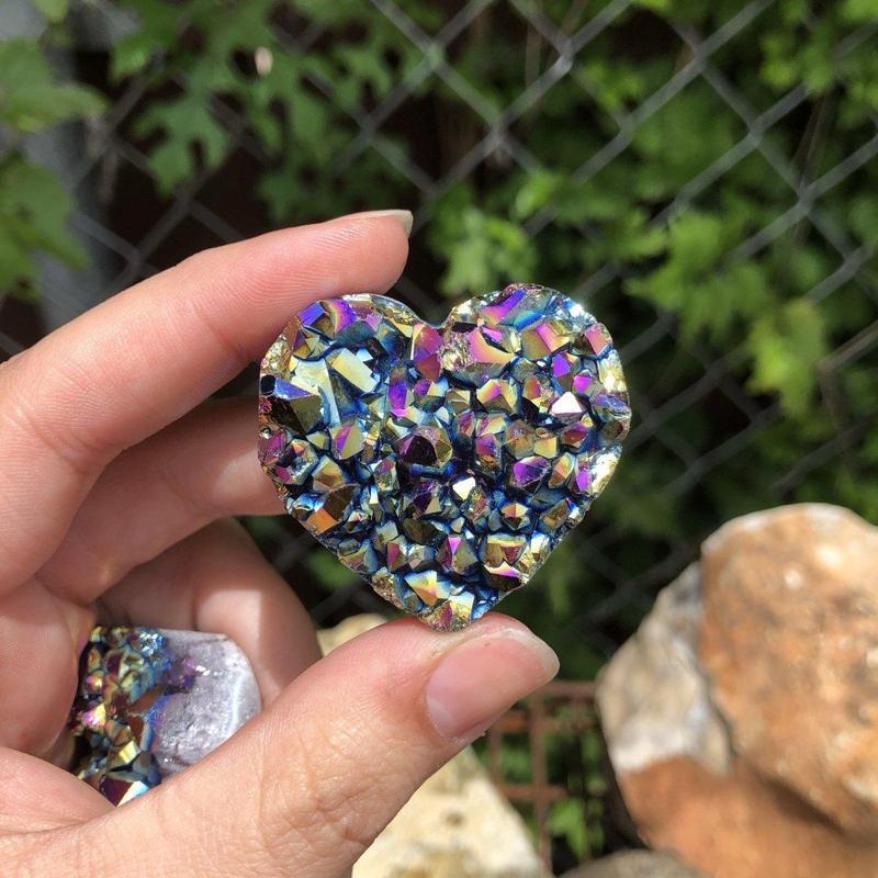 Titanium Aura Amethyst Heart Cluster || Brazil-Nature's Treasures