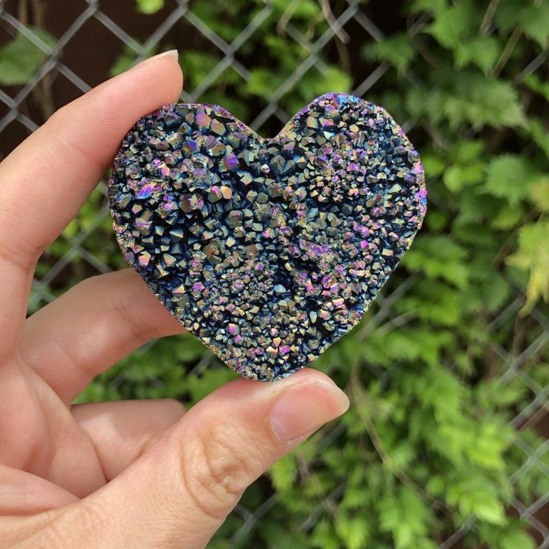 Titanium Aura Amethyst Heart Cluster || Brazil-Nature's Treasures