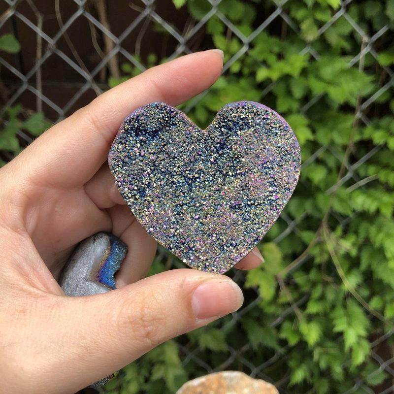 Titanium Aura Amethyst Heart Cluster || Brazil-Nature's Treasures