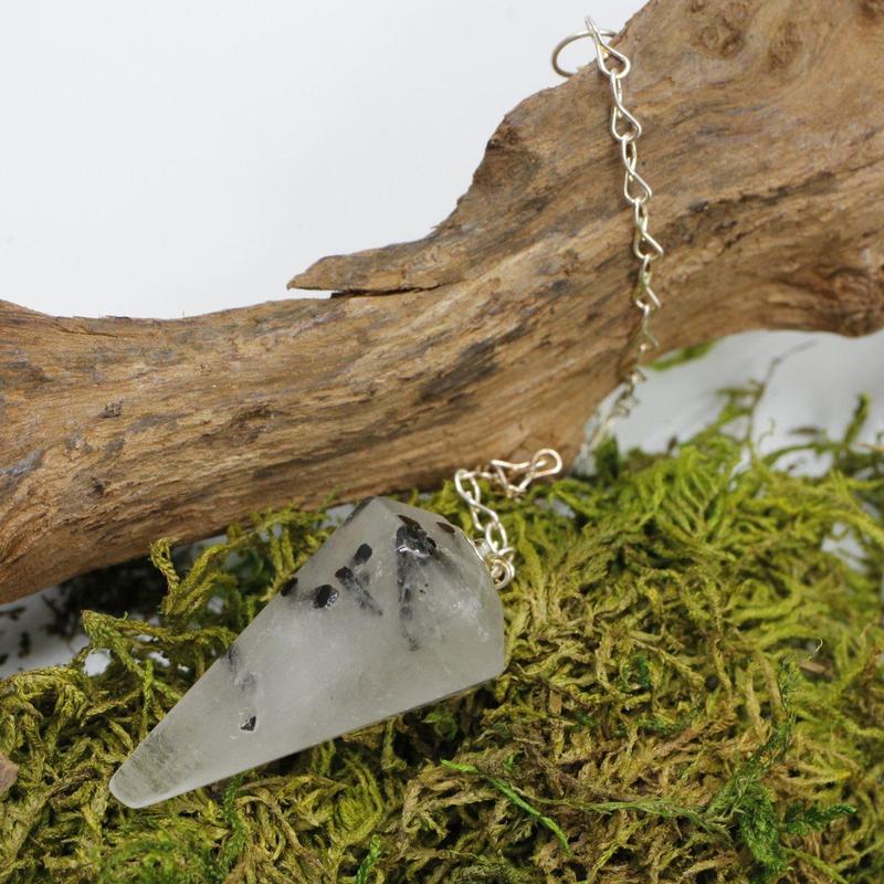 Tourmalinated Quartz Pendulum Divination Tool - Purification & Protection-Nature's Treasures