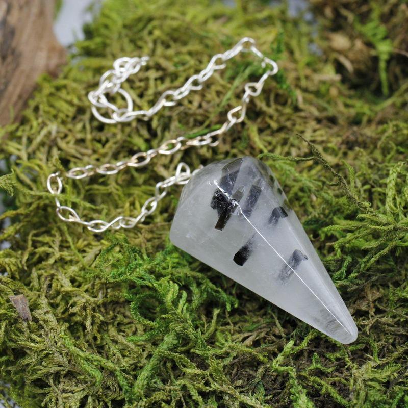 Tourmalinated Quartz Pendulum Divination Tool - Purification & Protection-Nature's Treasures