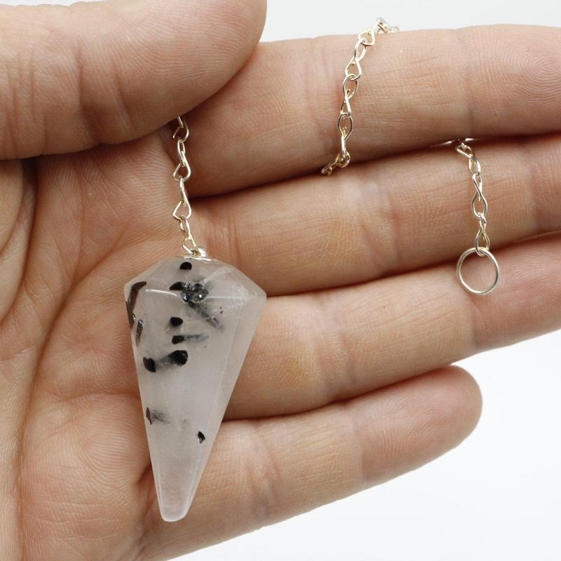 Tourmalinated Quartz Pendulum Divination Tool - Purification & Protection-Nature's Treasures