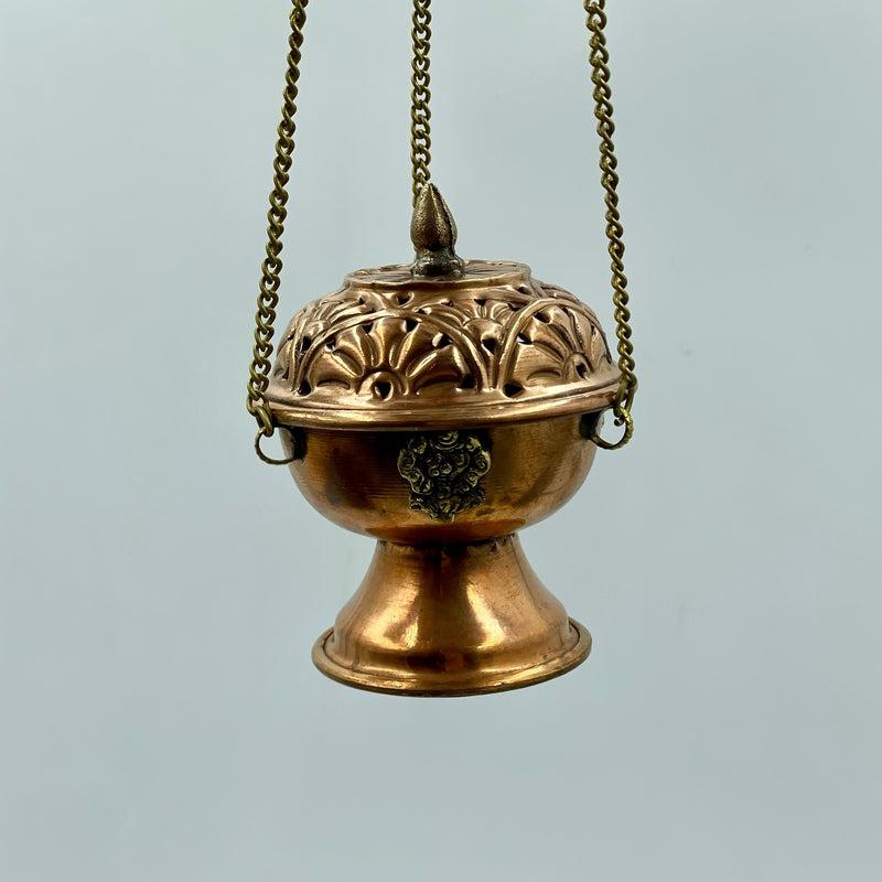 Traditional Hanging Resin Charcoal Incense Burner || Tibetan || Copper-Nature's Treasures
