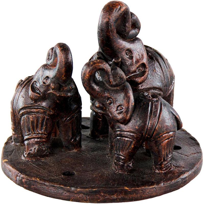 Triple Elephant Clay Incense Holder-Nature's Treasures