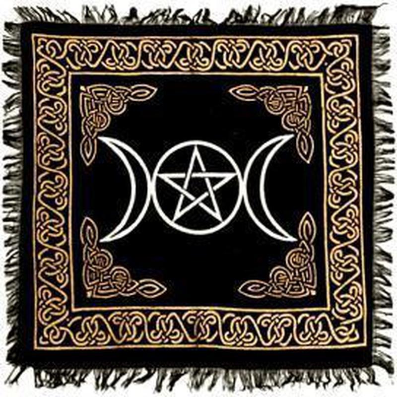 Triple Moon in Gold and Silver Altar Cloth-Nature's Treasures