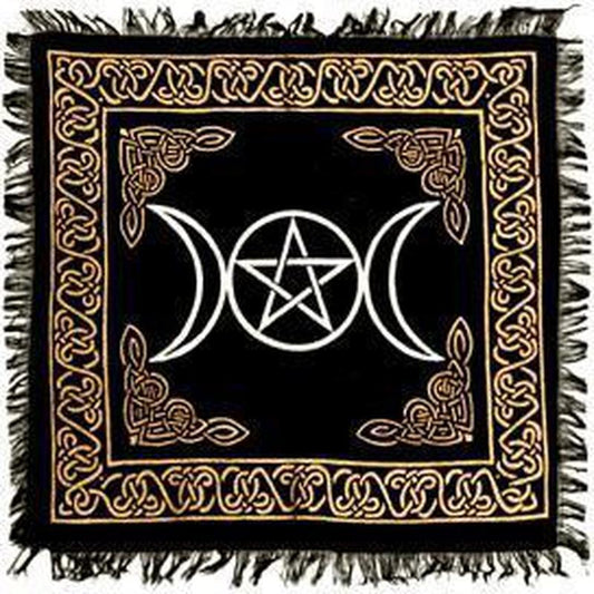 Triple Moon in Gold and Silver Altar Cloth-Nature's Treasures