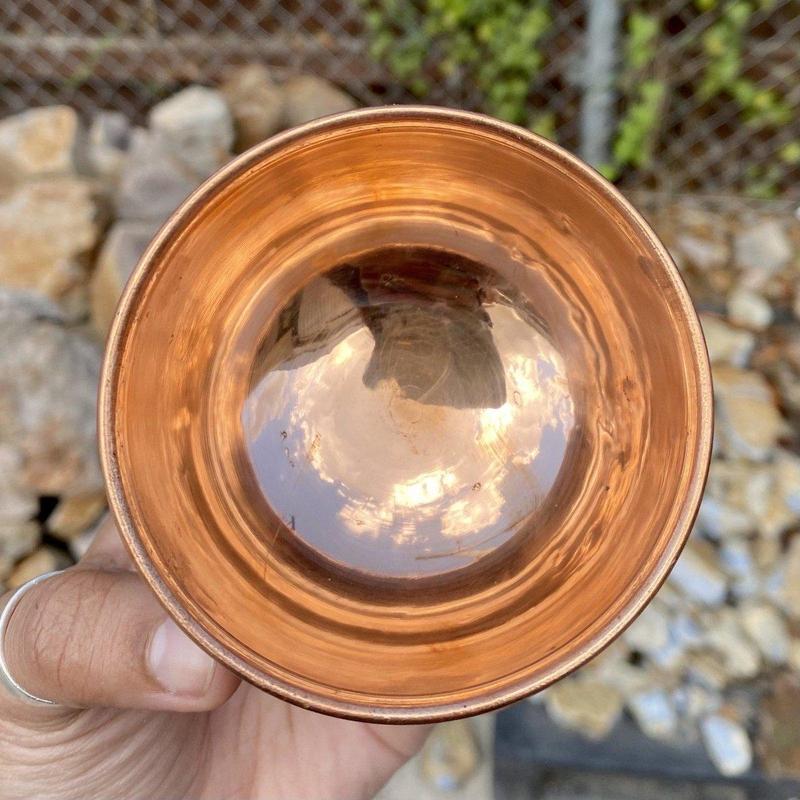 Turquiose Om Symbol Copper Offering Bowl-Nature's Treasures