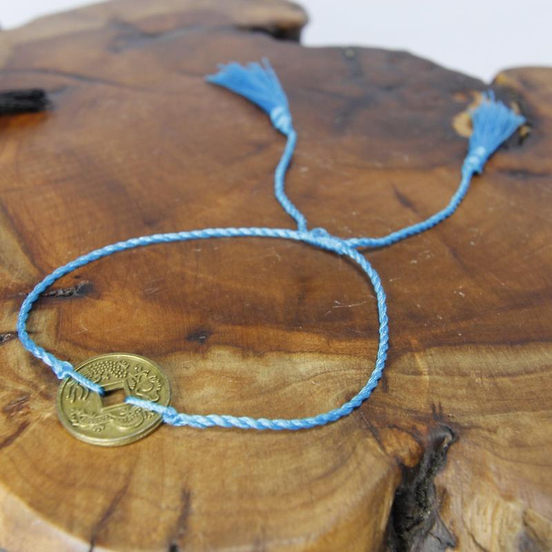 Turquoise Tassel Feng Shui Coin Bracelet