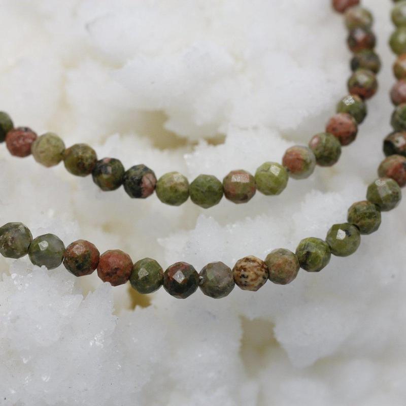 Unakite Dainty Faceted Necklace || .925 Sterling Silver-Nature's Treasures