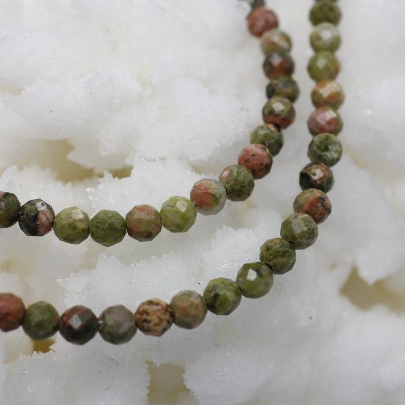 Unakite Dainty Faceted Necklace || .925 Sterling Silver-Nature's Treasures