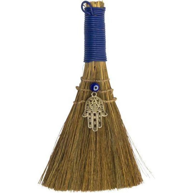 Wicca Broom - Evil Eye W/ Fatima Hand-Nature's Treasures
