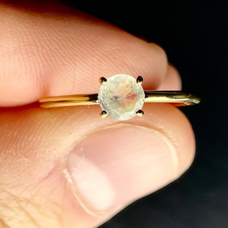 Winter Solstice Blue Flash Moonstone Ring ||14K Vermeil Yellow Gold || Sri Lanka-Nature's Treasures