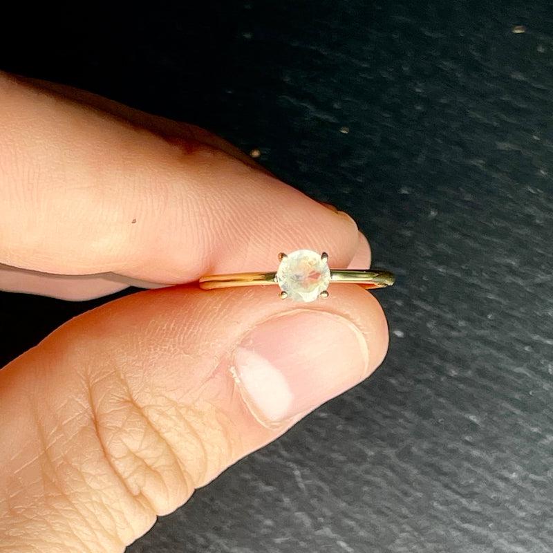 Winter Solstice Blue Flash Moonstone Ring ||14K Vermeil Yellow Gold || Sri Lanka-Nature's Treasures