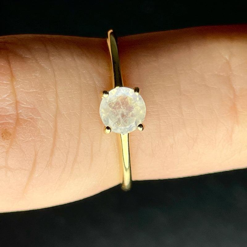 Winter Solstice Blue Flash Moonstone Ring ||14K Vermeil Yellow Gold || Sri Lanka-Nature's Treasures