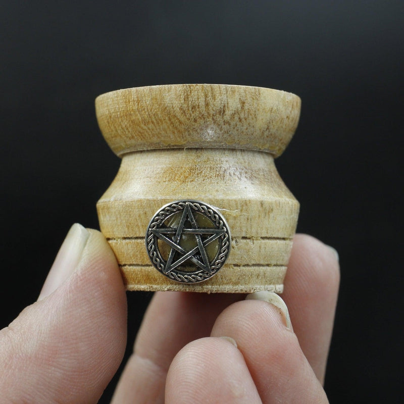 Wood Sphere Stand Pedestal With Pentacle Charm || Made In India-Nature's Treasures