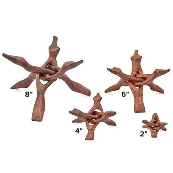 6-Inch Wood Cobra Tripod Stand For Displaying Abalone Shells, Crystals, Or Geodes | Handmade Mahogany